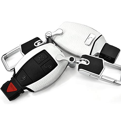 ontto Cover per Chiave Portachiavi Auto in Pelle e ABS Mercedes Bianco