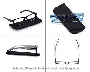 MODFANS Confezione da 3 Occhiali Lettura 2.5 +2.50, Nero-grigio-blu - Ilgrandebazar