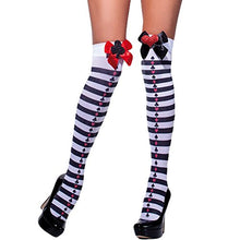 Carica l&#39;immagine nel visualizzatore di Gallery, SMIFFYS Smiffy&#39;s Collant auto-reggenti opachi, nero e bianco, A righe con... - Ilgrandebazar