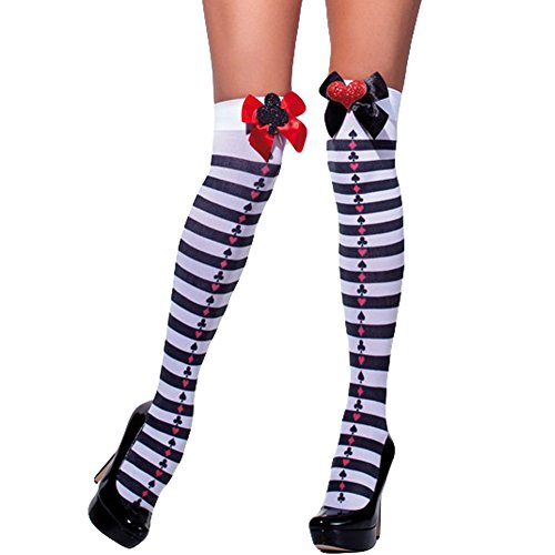 SMIFFYS Smiffy's Collant auto-reggenti opachi, nero e bianco, A righe con... - Ilgrandebazar