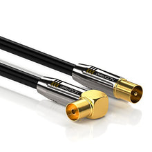 Carica l'immagine nel visualizzatore di Gallery, deleyCON 2m Cavo Antenna TV HDTV Full HD - 1x Angolato 2 metri, Nero - Ilgrandebazar