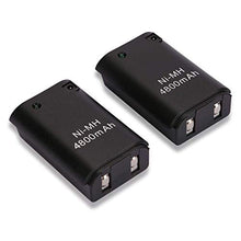 Carica l&#39;immagine nel visualizzatore di Gallery, Xbox 360 Batteria, OSAN 2 Pz 4800mAh Batteria Ricaricabile + Cavo USB nero