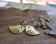 Carica l'immagine nel visualizzatore di Gallery, ✿ Orecchini Bronze Pieps con ganci lunghi ✿ vintage passero di...