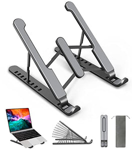 AOVUYCK-Store Supporto PC Portatile, 8 Livelli Regolabile & Raffreddamento Porta PC, Pieghevole in Plastica e Silicone Laptop Stand per Computer Portatili e Tablet (10-15,6’’)