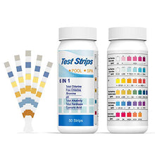 Carica l&#39;immagine nel visualizzatore di Gallery, Ehomfy Test per Acqua Piscina 6 in 1, Pool Potabile 100 Strisce, 100pcs