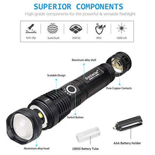 Carica l'immagine nel visualizzatore di Gallery, Torcia LED USB Ricaricabili, Potente 4000 Lumen XHP50 Militare...