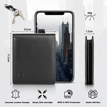 Carica l&#39;immagine nel visualizzatore di Gallery, wilbest® Portafoglio Uomo Slim Vera Pelle Blocco RFID, Con Portamonete, Porta Chiavi e Carte di Credito, Finestra ID, Scomparti Banconote e Confezione Regalo, Piccolo Brifold - NERO