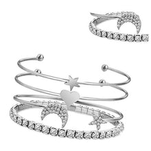 Carica l&#39;immagine nel visualizzatore di Gallery, OULII Bracciali Donna Con Strass Stella Luna Cuore In Argento Per - Ilgrandebazar