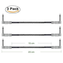 Carica l&#39;immagine nel visualizzatore di Gallery, Miglior Cavo Patch per Chitarra e Basso - 23cm Cavetto 3 PC, Bianco e nero - Ilgrandebazar