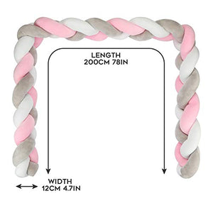 Luchild Paracolpi Lettino Neonato Culla 2m Grigio+Bianco+Rosa