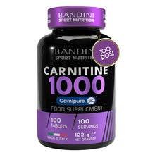 Carica l'immagine nel visualizzatore di Gallery, Bandini® L CARNITINA 1000 - 100 Compresse con Carnipure® (100 dosi, 100 giorni) - Integratore con L-Carnitina Tartrato Vegan - Carnitine Pura per Atleti e Sportivi - Energia, Resistenza e Recupero