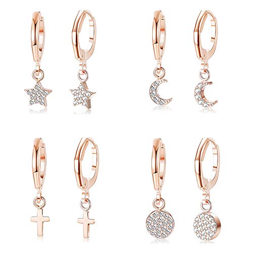 YADOCA 4 Paia di Orecchini a Cerchio Huggie in Acciaio Inossidabile per...