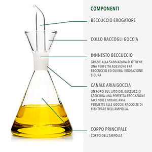Classe Italy - Oliera in Vetro salvagoccia Conica-Dosatore Olio e 250 ml - Ilgrandebazar