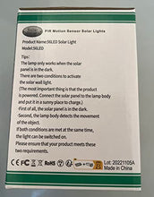 Carica l&#39;immagine nel visualizzatore di Gallery, Benma Lampade solari da esterni, luci solari, Lampade da parete per esterni, luci solari da giardino con sensore di movimento, angolo di illuminazione 120°, 5 m