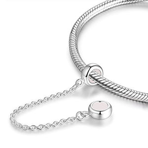 GW autentico 925 argento Sterling catena di sicurezza con due tappi perline... - Ilgrandebazar