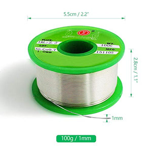 SANTOO Stagno per Saldatura 100g 1mm 97.3% Stagno, 2% Argento, 0.7% Rame,...