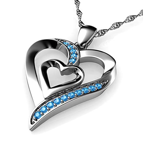 DEPHINI - Collana a forma di cuore in argento Sterling 925 - doppio ciondolo... - Ilgrandebazar