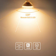 Carica l'immagine nel visualizzatore di Gallery, wowatt 6W Lampadina GU5.3 LED 12V Luce Calda 2800K Equivalente 80W Lampada Alogena Faretto MR16 CRI 92 Ra 720LM Spotlight LED GU5.3 Angolo a Fascio 120 °Nessun Sfarfallio Non Dimmerabile 6 Pezzi