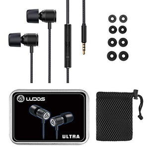 LUDOS ULTRA Auricolari In-Ear Cuffie, Cuffiette con Microfono, Massimo Nero