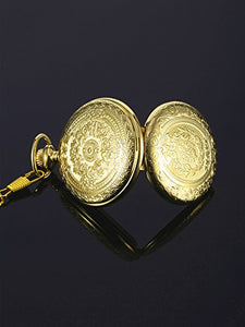 Orologio da Taschino al Quarzo per Uomo con Quadrante Nero e Catena Oro - Ilgrandebazar