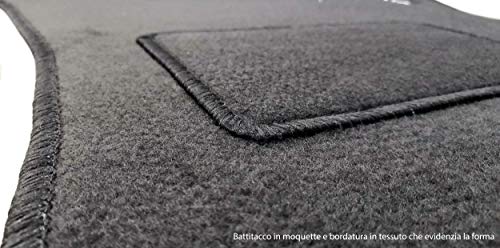 Tappetini Auto In Moquette Nera Con Grip Antiscivolo E Strappi - Kit Universale