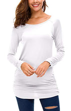 Carica l'immagine nel visualizzatore di Gallery, Urban GoCo Donna Maglia a Manica Lunga Maglietta Casual Draped S, Bianco - Ilgrandebazar