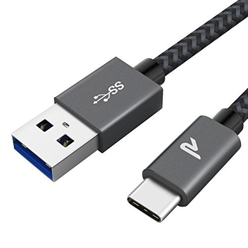 RAMPOW Cavo USB Type-C [USB 3.0, 1M], Cavo USB C Ricarica Rapida 3A QC 3.0, Cavo USB C Compatibile per Samsung S22/S21/S20/S10, iPhone 15/15 Pro, Huawei, Xiaomi, OnePlus - Grigio Siderale
