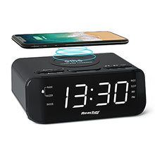 Carica l'immagine nel visualizzatore di Gallery, Reacher Radiosveglia digitale con Ricarica Senza fili-porta USB,Grande Display LED Regolabile,Timer per il sonno,2 suoni di Sveglia,Volume Regolabile,12/24H,Orologio FM moderno per camere da letto