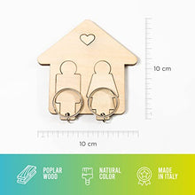 Carica l&#39;immagine nel visualizzatore di Gallery, LAC Portachiavi Coppia Lui e Lei in Legno | Portachiavi Casa Nuova Regalo Coppia Amore | Portachiavi Prima Casa Idee Regalo Anniversario Matrimonio | Portachiavi Donna Uomo Regali Natale