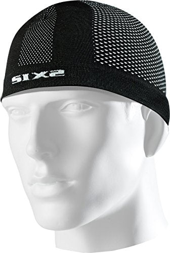 SIX2 Black Carbon Calotta sottocasco Unica Unisex Adulto, One Size