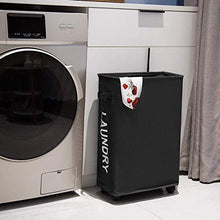 Carica l&#39;immagine nel visualizzatore di Gallery, WOWLIVE 45L Cesto per Biancheria Stretto Cestino Alto e Nero