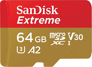 Sandisk Extreme Scheda di Memoria Microsdxc da 64 GB e Adattatore SD con App Performance A2 e Rescue Pro Deluxe, Fino a 160 MB/Sec, Classe 10, Uhs-I, U3, V30