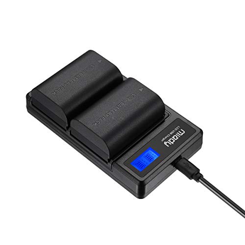 Miady, set di 2 batterie LP-E6 LP-E6N e caricabatterie doppio LCD,...
