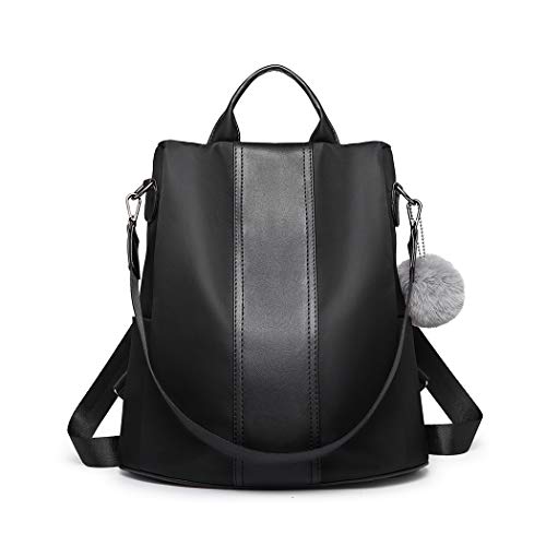 Miss Lulu Zaino per donna casual Borse da scuola in nylon Nero