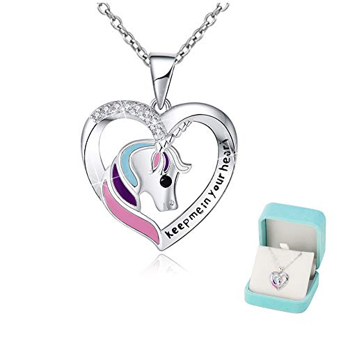 Collana di Unicorno Ragazze Cuore Gioielli d'Argento ‘Keep Me in Your Heart’... - Ilgrandebazar