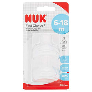 Nuk 10721277 First Choice+ Tettarella, Silicone, 6-18 Mesi, 2 Fori Misura L - Ilgrandebazar