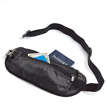 Carica l'immagine nel visualizzatore di Gallery, AmazonBasics - Portafogli a marsupio da viaggio con protezione RFID - Nero