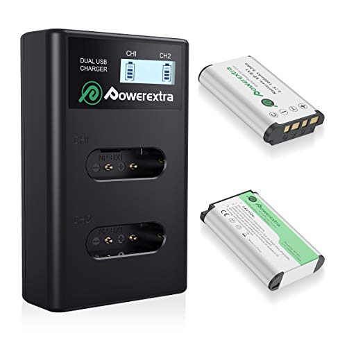Powerextra - Set di 2 batterie ricambio NP-BX1 e caricabatterie doppio...