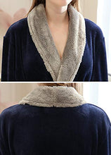 Carica l&#39;immagine nel visualizzatore di Gallery, Vestaglia Lunga Donna in Pile con Cintura, Accappatoio da L, Marina