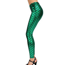Carica l'immagine nel visualizzatore di Gallery, 1pz Leggings da Donna Leggins Sexy Squame di Pesce Pantaloni L, Verde - Ilgrandebazar