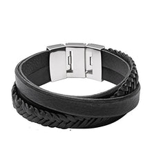 Carica l&#39;immagine nel visualizzatore di Gallery, Fossil Bracciale da Uomo in Pelle/Acciaio Inossidabile, 21.5 cm - Ilgrandebazar