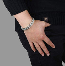 Carica l&#39;immagine nel visualizzatore di Gallery, Finrezio 14mm di Larghezza Iced out Braccialetto Cubano Hip Hop per Uomo... - Ilgrandebazar