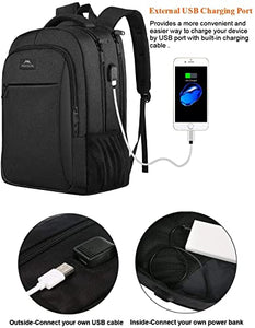 MATEIN Zaino Uomo Zaino per PC Portatile, 15.6 Pollici Zaino Porta PC con Caricatore USB Zaino da lavoro, Impermeabile Zaino per Laptop, Computer, Notebook, Viaggio Regalo Uomo & Donna - Nero