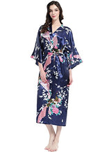 Carica l&#39;immagine nel visualizzatore di Gallery, BABEYOND Vestaglia Kimono Donna Lungo Pigiama Blu Scuro - Ilgrandebazar