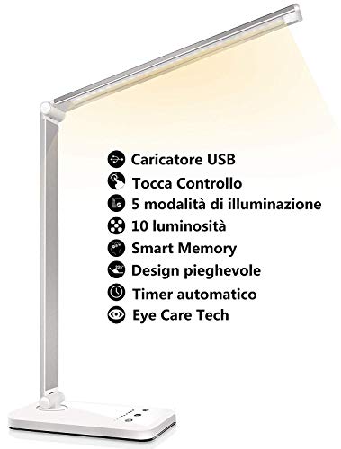 Lampada da scrivania a LED, lampada da tavolo dimmerabile, 5 modalità Lampada da scrivania a LED, lampada da tavolo dimmerabile, 5 modalità