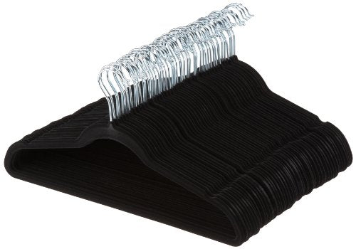 AmazonBasics - Gruccia in velluto con portapantaloni, 50 50 pezzi, Nero - Ilgrandebazar