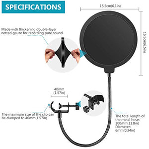 Neewer NW(B-3) 6" Filtro Antipop di Microfono da Studio con Clip Supporto... - Ilgrandebazar