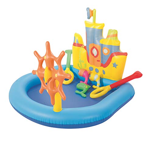 Bestway 52211 | Piscina Gonfiabile Barchetta con Timone e 3 Pesciolini, Blu