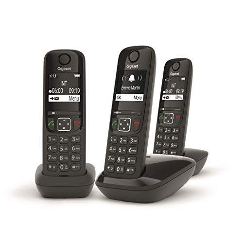 Gigaset AS690 Trio Telefono Cordless: 3 Portatili per Chiamate Interne Nero - Ilgrandebazar