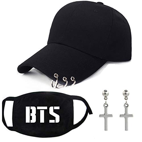 PPX BTS Cappelli e Maschere e 2 Pezzi KPOP Croce Orecchini da Donna Uomo...